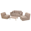 4 Place Seating  Brown Outdoor Compressed Foam Sectional Sofas and Ottoman Set