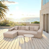 4 Piece Brown Outdoor Compressed Foam Sectional Sofa Lounger and Table Set