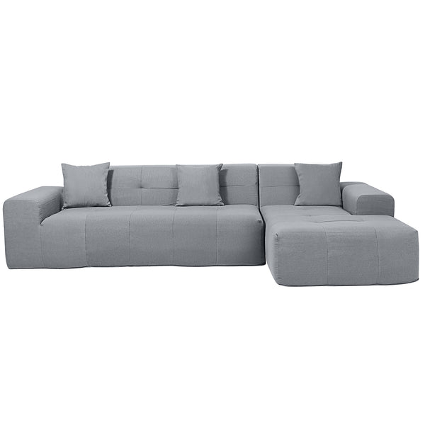 4 Piece Gray Outdoor Compressed Foam Sectional Sofa Lounger and Table Set