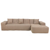 4 Piece Brown Outdoor Compressed Foam Sectional Sofa Lounger and Table Set
