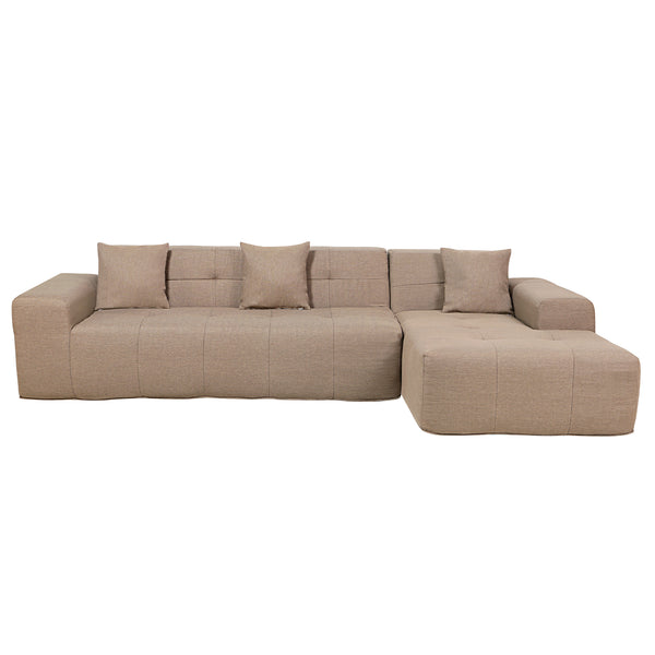 4 Piece Brown Outdoor Compressed Foam Sectional Sofa Lounger and Table Set