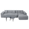 4 Piece Gray Outdoor Compressed Foam Sectional Sofa Lounger and Table Set