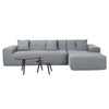 4 Piece Gray Outdoor Compressed Foam Sectional Sofa Lounger and Table Set