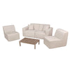 4 Place Seating  Beige Outdoor Compressed Foam Sectional Sofas and Ottoman Set