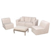4 Place Seating  Beige Outdoor Compressed Foam Sectional Sofas and Ottoman Set