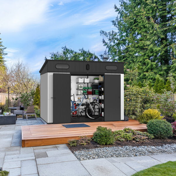 10x7 ft Outdoor Resin Storage Shed with Floor