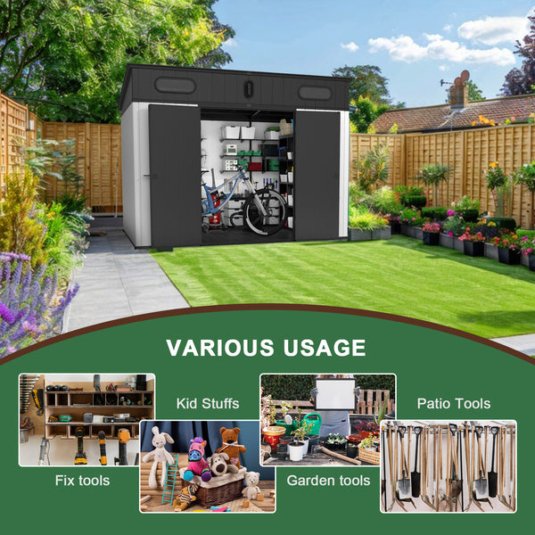 10x7 ft Outdoor Resin Storage Shed with Floor