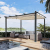 13 x 10 ft Aluminum Pergola With Canopy, Sun Shelter Retractable, Beige