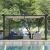 13 x 10 ft Aluminum Pergola With Canopy, Sun Shelter Retractable, Beige
