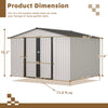 10x8 ft Metal Storage Shed white size