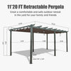 20x11 ft Outdoor Retractable Pergola With Canopy