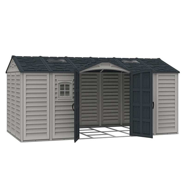 DuraMax 15×8 ft APEX PRO Storage Shed With Foundation Kit