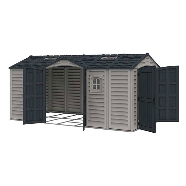 DuraMax 15×8 ft APEX PRO Storage Shed With Foundation Kit