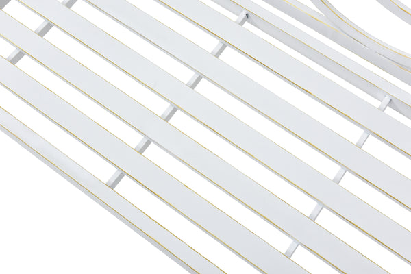 Outdoor Garden Patio Bench, Metal Steel Frame Park Bench,White - CheryLife