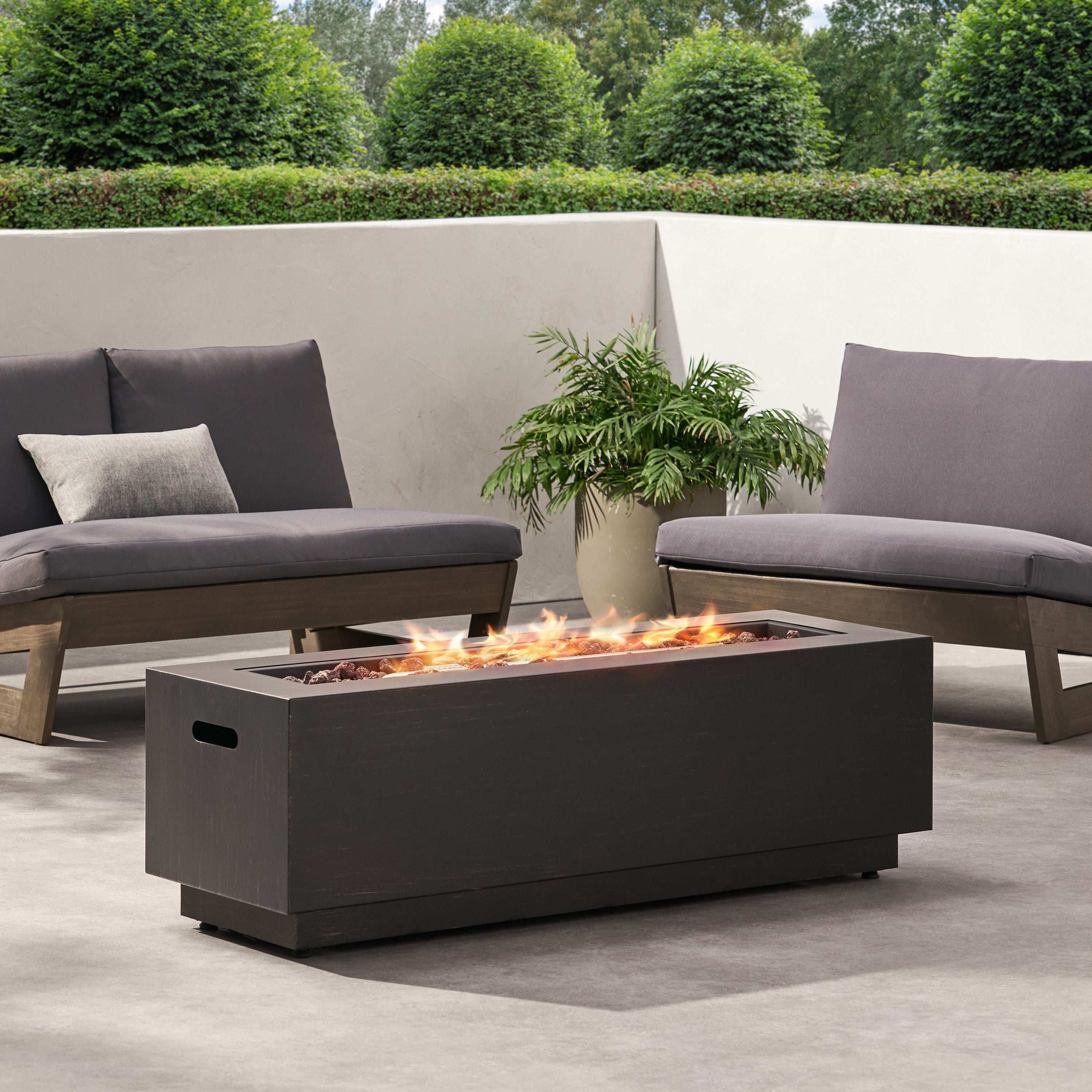 40 inch Outdoor Rectangular Iron Propane Fire Pit - Cherylife