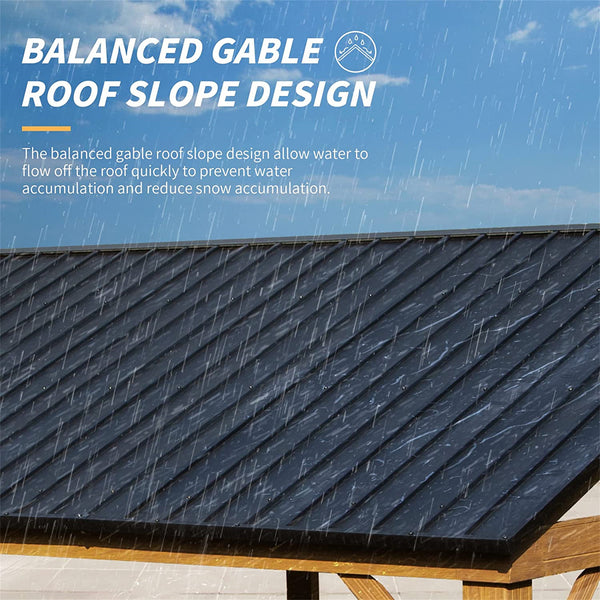 12x20 ft Hardtop Gazebo, Galvanized Steel Gable Roof Pavilion