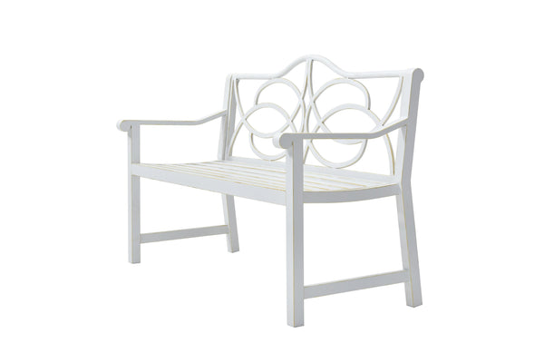 Outdoor Garden Patio Bench, Metal Steel Frame Park Bench,White - CheryLife