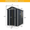 4x6 ft Resin Outdoor Storage Shed Kit Black