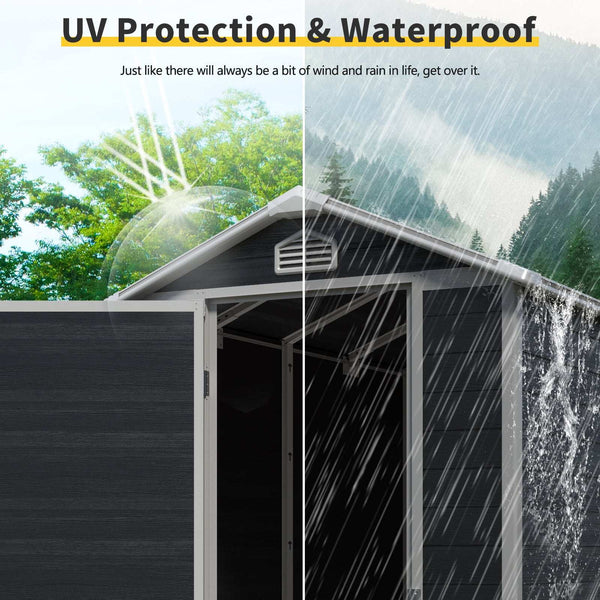 4x6 ft Resin Outdoor Storage Shed Kit Black