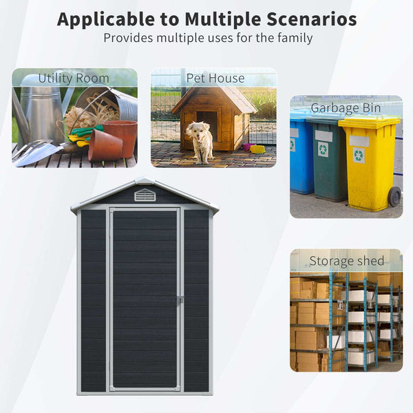 4x6 ft Resin Outdoor Storage Shed Kit Black