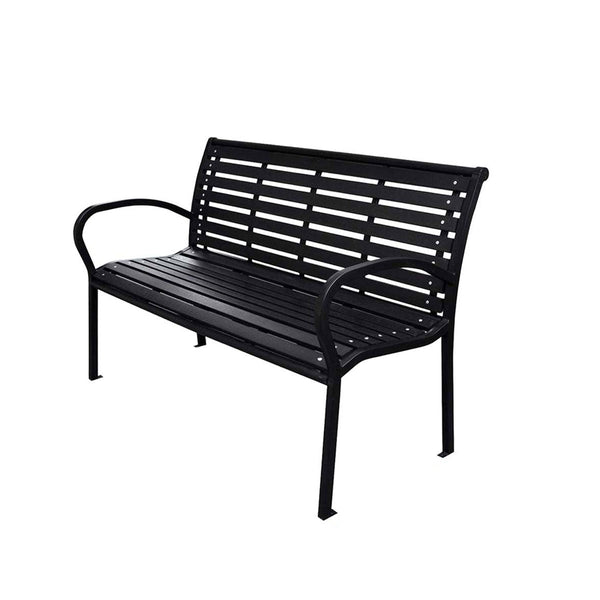 45.7" Patio Bench, Steel and WPC, Black - CheryLife