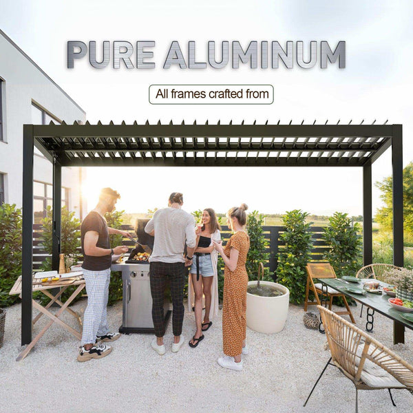 13x10 ft Upgraded Aluminum Louvered Pergola Kit with Adjustable Roof