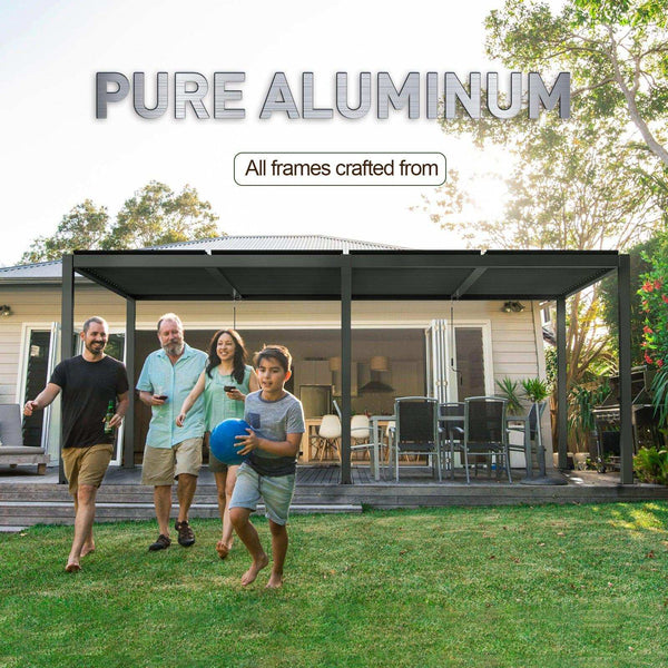 19x10 ft Upgraded Aluminum Pergola Kit Thickened Louvered Extension