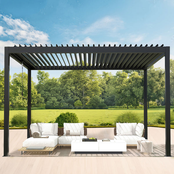 10x13 ft Aluminum Pergola Kit with Adjustable Louvered Roof