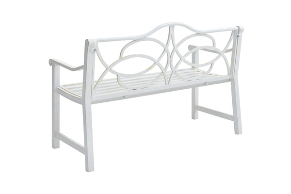 Outdoor Garden Patio Bench, Metal Steel Frame Park Bench,White - CheryLife