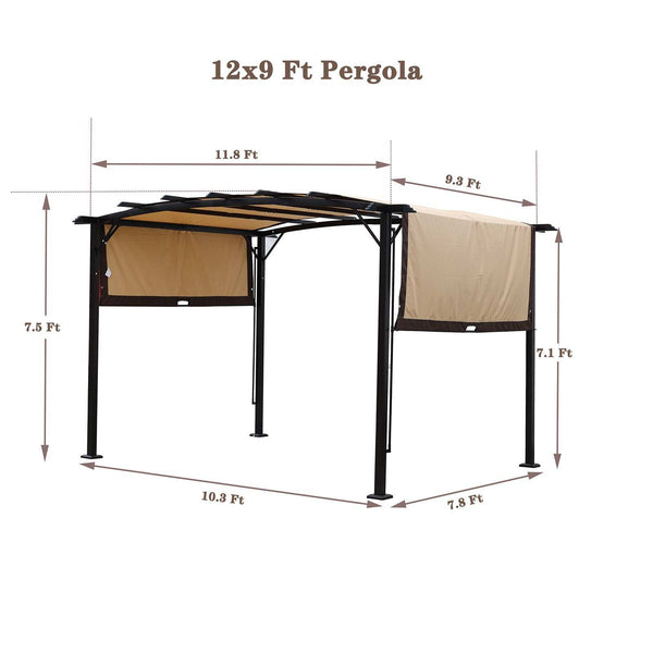 9x12 ft Arched Pergola light brown