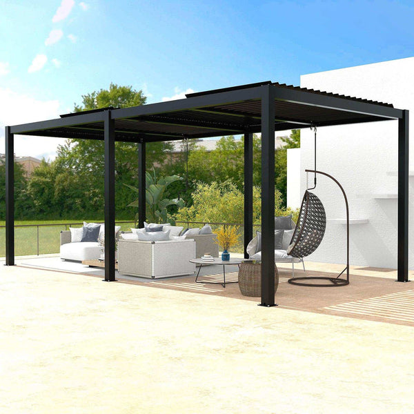 19x10 ft Upgraded Aluminum Pergola Kit Thickened Louvered Extension