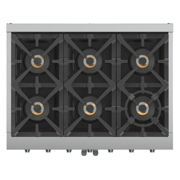 Forno Capriasca 36-Inch Freestanding French Door Gas Range, 6 Burners, Convection Oven, Energy Efficient