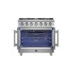 Forno Massimo 36-Inch Freestanding French Door Gas Range, 6 Burners, Convection Oven, Energy Efficient