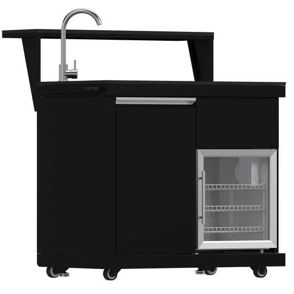 Forno All’Aperto 62,600 BTU BBQ, 3 Stainless Steel Burners, Infrared Burners, Sink Module, Black Sintered Stone Countertops, Bar and Beverage Center