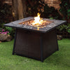 35 Inch Square Outdoor Propane Gas Fire Pit Table 50,000 BTU Heater with Lava Rock Filler