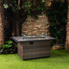52 Inch Rectangular Outdoor Propane Gas Fire Pit Table 50,000 BTU Heater with Lava Rock Filler