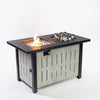 42 Inch Rectangular Outdoor Propane Gas Fire Pit Table 50,000 BTU Heater with Glass Bead Filler and Ice Bucket