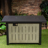 42 Inch Rectangular Outdoor Propane Gas Fire Pit Table 50,000 BTU Heater with Glass Bead Filler and Ice Bucket