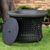 Round Outdoor Propane Gas Fire Pit Table 8,000 BTU Propane with Lava Rock Filler