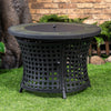 Round Outdoor Propane Gas Fire Pit Table 8,000 BTU Propane with Lava Rock Filler