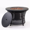 Round Outdoor Propane Gas Fire Pit Table 8,000 BTU Propane with Lava Rock Filler