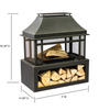 40 Inch Rectangular Outdoor Metal Wood Burning Fireplace with Log Storage and Poker