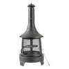 30 Inch Diameter Outdoor Steel Wood Burning Chimney Firepit with Cast Iron Cooking Grill and Poker
