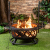 33 Inch Diameter Outdoor Steel Wood Burning Fire Pit with 2 Cooking Grills, Rotisserie and Poker