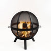 34 Inch Diameter Outdoor Steel Wood Burning Sphere Fire Pit with Screen Lid and Poker