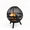 34 Inch Diameter Outdoor Steel Wood Burning Sphere Fire Pit with Screen Lid and Poker