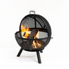 34 Inch Diameter Outdoor Steel Wood Burning Sphere Fire Pit with Screen Lid and Poker