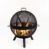 34 Inch Diameter Outdoor Steel Wood Burning Sphere Fire Pit with Screen Lid and Poker