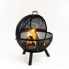 34 Inch Diameter Outdoor Steel Wood Burning Sphere Fire Pit with Screen Lid and Poker