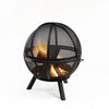 34 Inch Diameter Outdoor Steel Wood Burning Sphere Fire Pit with Screen Lid and Poker